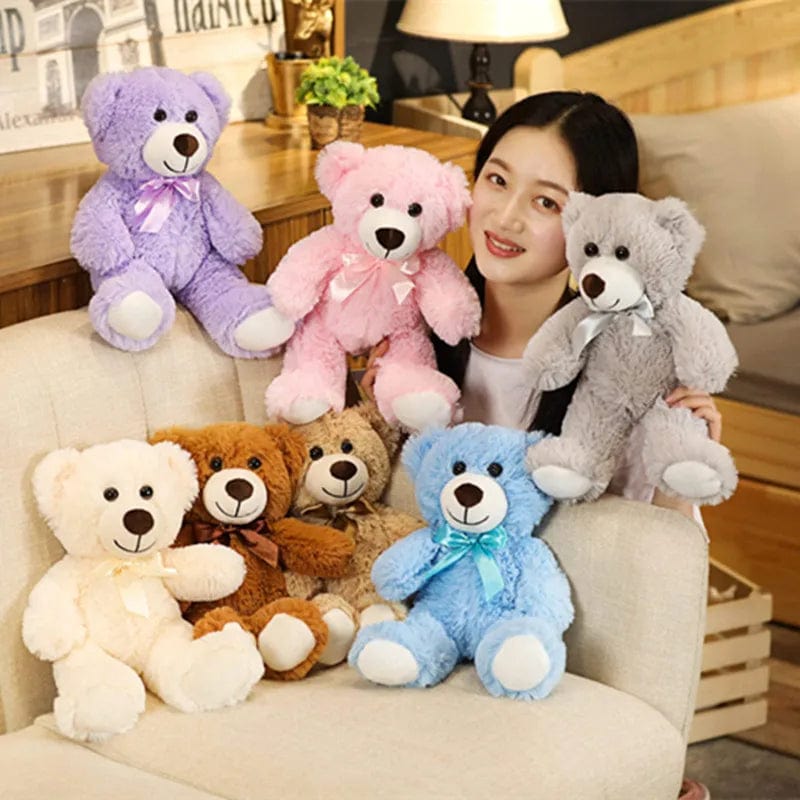 Planet Gates 35CM Cute Colorful Bow Tie Bear Doll Plush Toy Hug Bear Doll Children Birthday Gift Pillow Teddy bear Home Living Room Bedroom