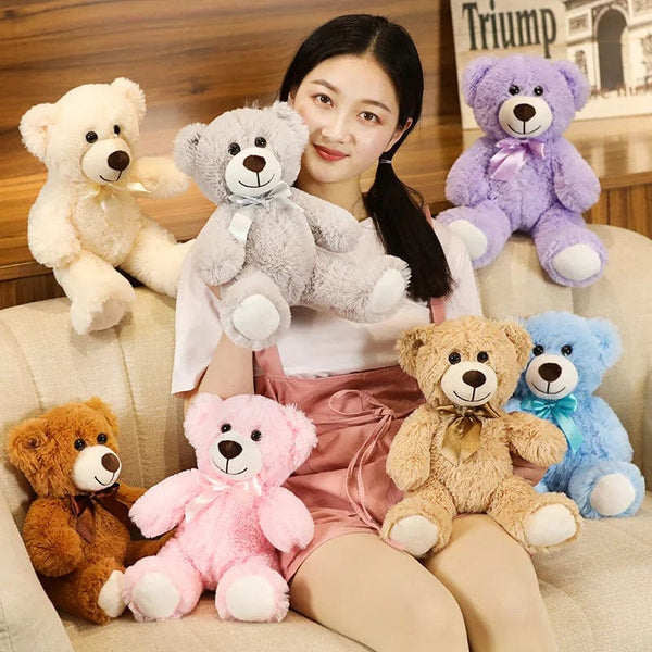 Planet Gates 35CM Cute Colorful Bow Tie Bear Doll Plush Toy Hug Bear Doll Children Birthday Gift Pillow Teddy bear Home Living Room Bedroom