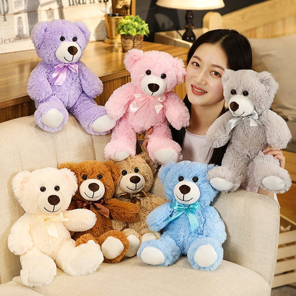 Planet Gates 35CM Cute Colorful Bow Tie Bear Doll Plush Toy Hug Bear Doll Children Birthday Gift Pillow Teddy bear Home Living Room Bedroom