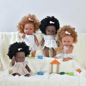 Planet Gates 35cm Newborn Reborn African Doll Baby Simulation Soft Vinyl Children Lifelike Toys Christmas Birthday Toys Dolls for Babies