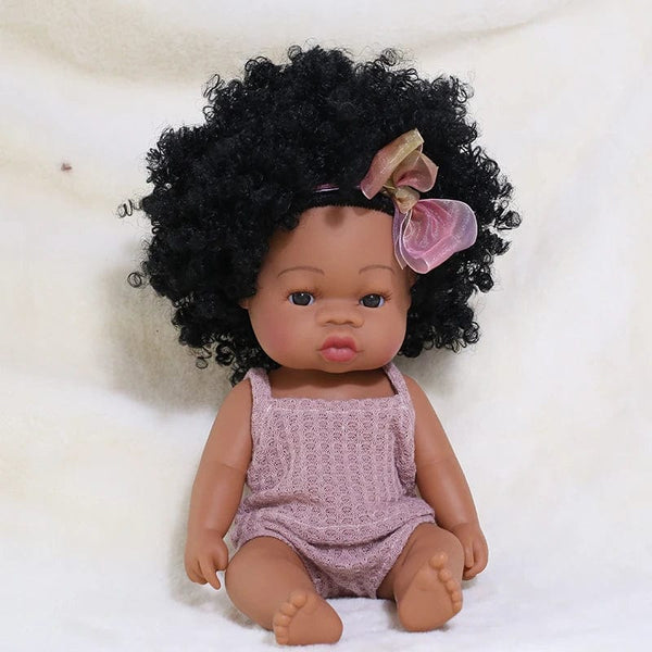 Planet Gates 35cm Newborn Reborn African Doll Baby Simulation Soft Vinyl Children Lifelike Toys Christmas Birthday Toys Dolls for Babies