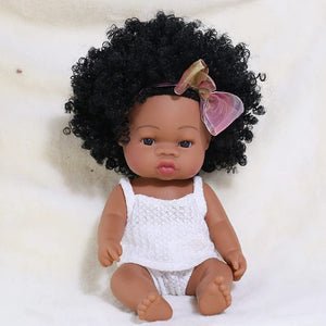 Planet Gates 35cm Newborn Reborn African Doll Baby Simulation Soft Vinyl Children Lifelike Toys Christmas Birthday Toys Dolls for Babies