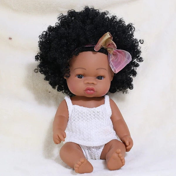 Planet Gates 35cm Newborn Reborn African Doll Baby Simulation Soft Vinyl Children Lifelike Toys Christmas Birthday Toys Dolls for Babies