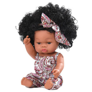 Planet Gates 35cm Newborn Reborn African Doll Baby Simulation Soft Vinyl Children Lifelike Toys Christmas Birthday Toys Dolls for Babies