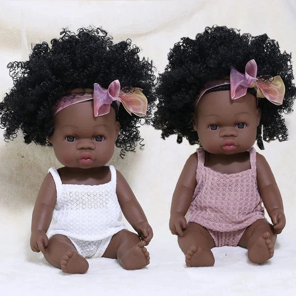 Planet Gates 35cm Newborn Reborn African Doll Baby Simulation Soft Vinyl Children Lifelike Toys Christmas Birthday Toys Dolls for Babies