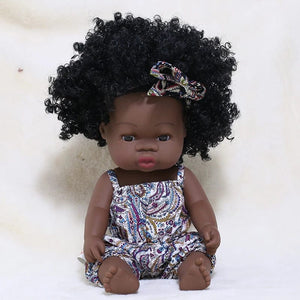 Planet Gates 35cm Newborn Reborn African Doll Baby Simulation Soft Vinyl Children Lifelike Toys Christmas Birthday Toys Dolls for Babies