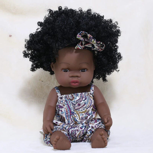 Planet Gates 35cm Newborn Reborn African Doll Baby Simulation Soft Vinyl Children Lifelike Toys Christmas Birthday Toys Dolls for Babies