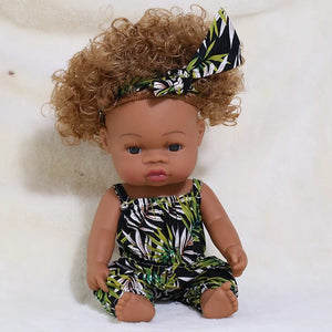 Planet Gates 35cm Newborn Reborn African Doll Baby Simulation Soft Vinyl Children Lifelike Toys Christmas Birthday Toys Dolls for Babies