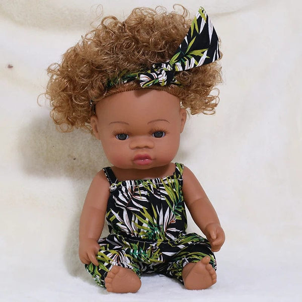 Planet Gates 35cm Newborn Reborn African Doll Baby Simulation Soft Vinyl Children Lifelike Toys Christmas Birthday Toys Dolls for Babies