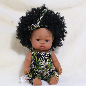 Planet Gates 35cm Newborn Reborn African Doll Baby Simulation Soft Vinyl Children Lifelike Toys Christmas Birthday Toys Dolls for Babies