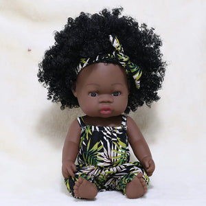 Planet Gates 35cm Newborn Reborn African Doll Baby Simulation Soft Vinyl Children Lifelike Toys Christmas Birthday Toys Dolls for Babies