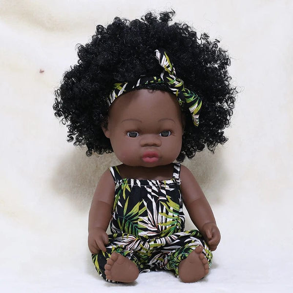 Planet Gates 35cm Newborn Reborn African Doll Baby Simulation Soft Vinyl Children Lifelike Toys Christmas Birthday Toys Dolls for Babies