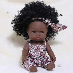 Planet Gates 35cm Newborn Reborn African Doll Baby Simulation Soft Vinyl Children Lifelike Toys Christmas Birthday Toys Dolls for Babies