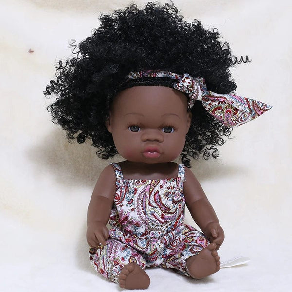 Planet Gates 35cm Newborn Reborn African Doll Baby Simulation Soft Vinyl Children Lifelike Toys Christmas Birthday Toys Dolls for Babies