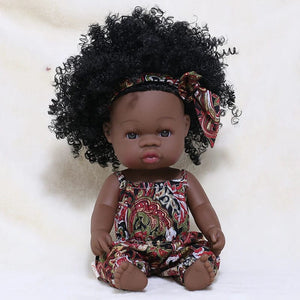 Planet Gates 35cm Newborn Reborn African Doll Baby Simulation Soft Vinyl Children Lifelike Toys Christmas Birthday Toys Dolls for Babies