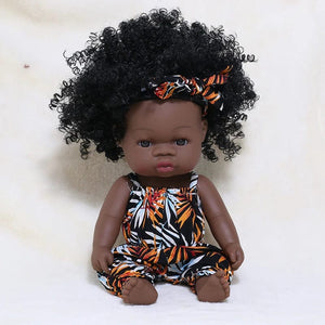 Planet Gates 35cm Newborn Reborn African Doll Baby Simulation Soft Vinyl Children Lifelike Toys Christmas Birthday Toys Dolls for Babies