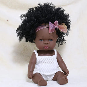 Planet Gates 35cm Newborn Reborn African Doll Baby Simulation Soft Vinyl Children Lifelike Toys Christmas Birthday Toys Dolls for Babies