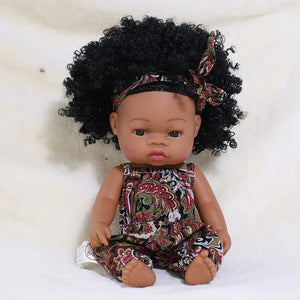 Planet Gates 35cm Newborn Reborn African Doll Baby Simulation Soft Vinyl Children Lifelike Toys Christmas Birthday Toys Dolls for Babies