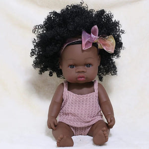 Planet Gates 35cm Newborn Reborn African Doll Baby Simulation Soft Vinyl Children Lifelike Toys Christmas Birthday Toys Dolls for Babies
