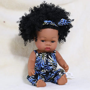 Planet Gates 35cm Newborn Reborn African Doll Baby Simulation Soft Vinyl Children Lifelike Toys Christmas Birthday Toys Dolls for Babies
