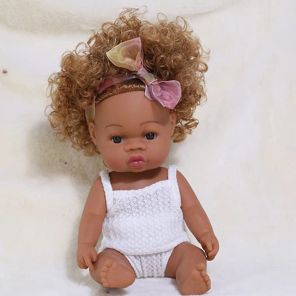 Planet Gates 35cm Newborn Reborn African Doll Baby Simulation Soft Vinyl Children Lifelike Toys Christmas Birthday Toys Dolls for Babies