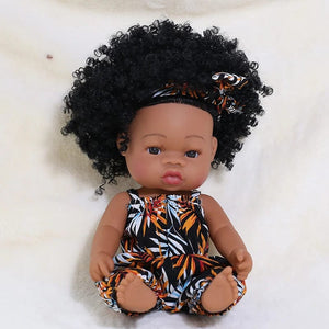 Planet Gates 35cm Newborn Reborn African Doll Baby Simulation Soft Vinyl Children Lifelike Toys Christmas Birthday Toys Dolls for Babies