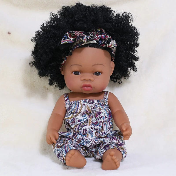 Planet Gates 35cm Newborn Reborn African Doll Baby Simulation Soft Vinyl Children Lifelike Toys Christmas Birthday Toys Dolls for Babies