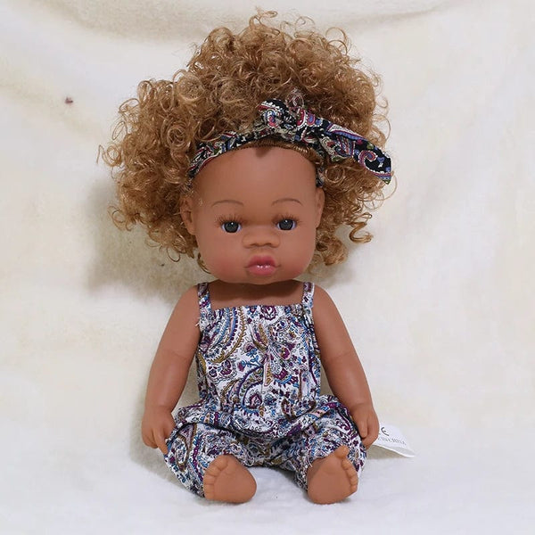 Planet Gates 35cm Newborn Reborn African Doll Baby Simulation Soft Vinyl Children Lifelike Toys Christmas Birthday Toys Dolls for Babies