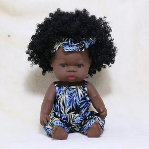 Planet Gates 35cm Newborn Reborn African Doll Baby Simulation Soft Vinyl Children Lifelike Toys Christmas Birthday Toys Dolls for Babies