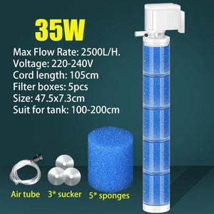 Planet Gates 35W 220V Ultra Quiet Aquarium Internal Filter Water Purification Multi-functional Fish Tank Water Pump Wave Make Stool Sucker