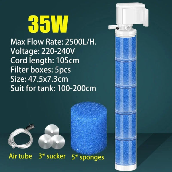 Planet Gates 35W 220V Ultra Quiet Aquarium Internal Filter Water Purification Multi-functional Fish Tank Water Pump Wave Make Stool Sucker
