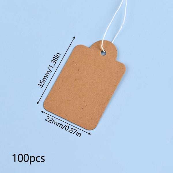 Planet Gates 35x22mm A 100pcs Jewelry Tags Wearing Rope Rings Price Tags White Kraft Paper Handwritten Paper Cards Rectangular Blank Gardening Tags