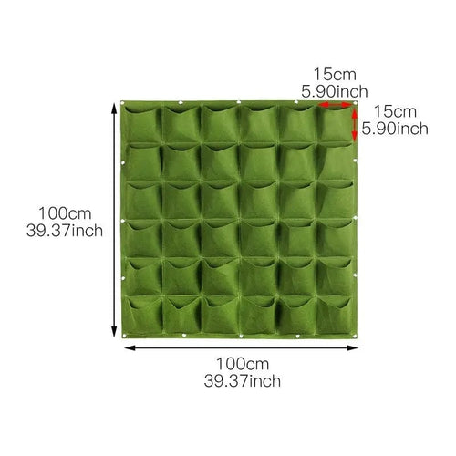 Planet Gates 36 Pockets 1pc Vertical Wall Garden Planter, Wall Hanging Planting Plant Grow Bags For Garden Indoor Outdoor Green
