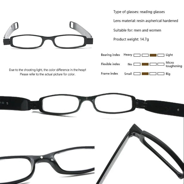 Planet Gates 360 Rotary Magnet Portable Folding Magnetic Therapy Activated Presbyopic Glasses HD Resin Men And Women Reading Plastic Eyewear