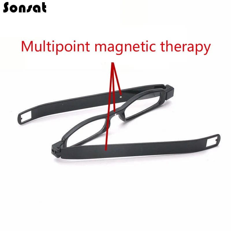 Planet Gates 360 Rotary Magnet Portable Folding Magnetic Therapy Activated Presbyopic Glasses HD Resin Men And Women Reading Plastic Eyewear