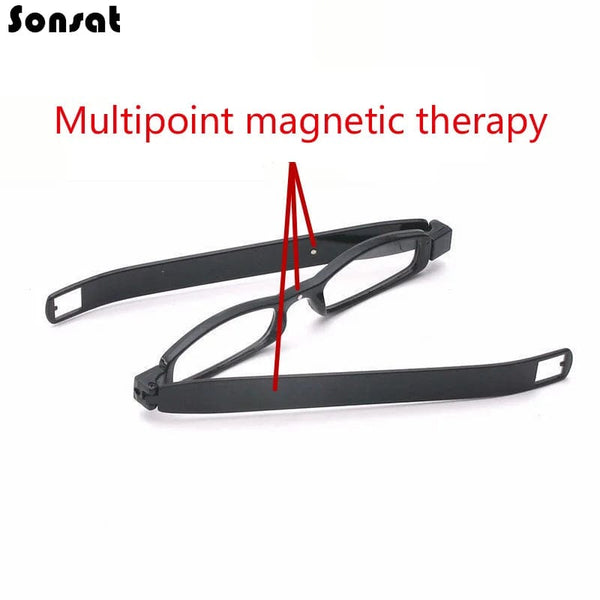 Planet Gates 360 Rotary Magnet Portable Folding Magnetic Therapy Activated Presbyopic Glasses HD Resin Men And Women Reading Plastic Eyewear