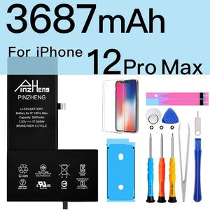 Planet Gates 3687mAh For 12ProMax PINZHENG Battery For iPhone X XR XS 11 12 13 Mini Max Pro Promax Real High Capacity Replacement Bateria Warranty One Year