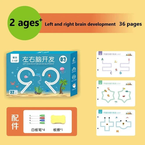 Planet Gates 36Pages Magical Tracing Workbook Control Training Book Reusable Magic Practice Copybook Children Montessori Drawing Education Stationery