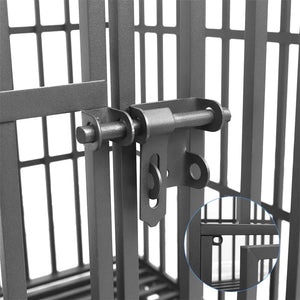 Planet Gates 37” 42” 46” Heavy Duty Dog Cage Metal Pet Dog Crate 3 Doors Locks Design Kennel Playpen with 4 Lockable Wheels Removable Tray