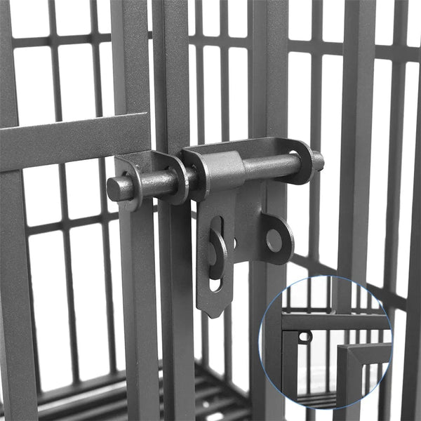 Planet Gates 37” 42” 46” Heavy Duty Dog Cage Metal Pet Dog Crate 3 Doors Locks Design Kennel Playpen with 4 Lockable Wheels Removable Tray