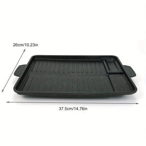 Planet Gates 37.5cm/14.76in Suitable For 4-5 People 1pc, BBQ Grill Plate, Non-Stick Baking Pan For Outdoor Cooking, Household Rectangle Metal Barbecue Frying Grill Pan, Smokeless, And Easy To Clean, Perfect For BBQ, Camping, And Picnics, BBQ Accessories, Grill Accessories
