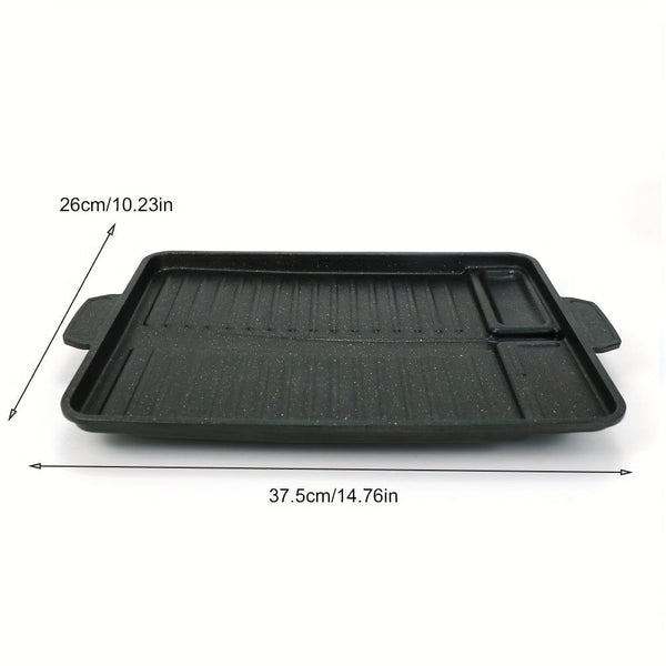 Planet Gates 37.5cm/14.76in Suitable For 4-5 People 1pc, BBQ Grill Plate, Non-Stick Baking Pan For Outdoor Cooking, Household Rectangle Metal Barbecue Frying Grill Pan, Smokeless, And Easy To Clean, Perfect For BBQ, Camping, And Picnics, BBQ Accessories, Grill Accessories
