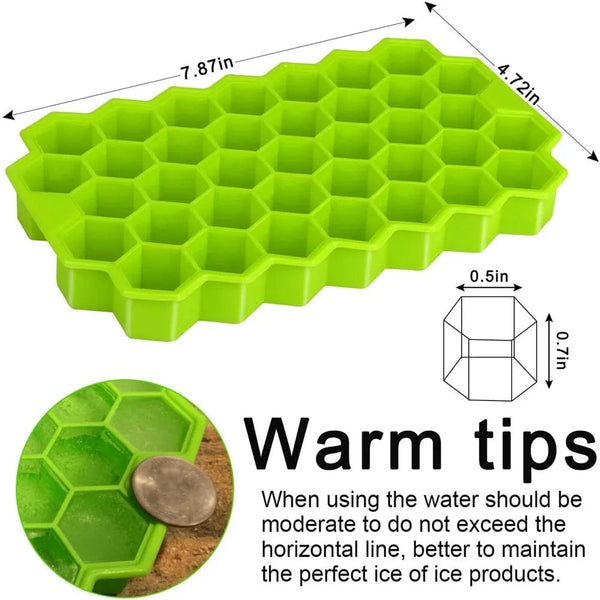 Planet Gates 37 Cavity Honeycomb Ice Cube Trays Reusable Silicone Ice Cube Mold BPA Free Ice Maker with Removable Lids