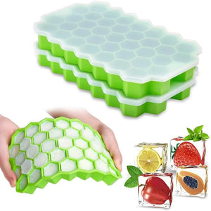 Planet Gates 37 Cavity Honeycomb Ice Cube Trays Reusable Silicone Ice Cube Mold BPA Free Ice Maker with Removable Lids