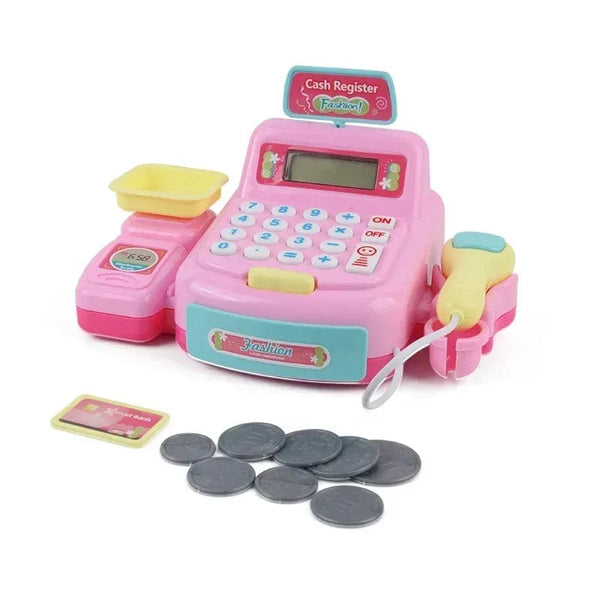 Planet Gates 37PCS Blue Basic Children's Cash Register Toys Fun Calculator Scanner Microphone Credit Card Puzzle Weighing Machine Transmitter