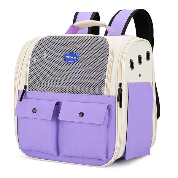 Planet Gates 37x26x37cm / Purple Ventilation Large Capacity Cat Carrier Backpack Adjustable Strap Pet Carrying Bag Foldable Cat Backpack for Outdoor Travel