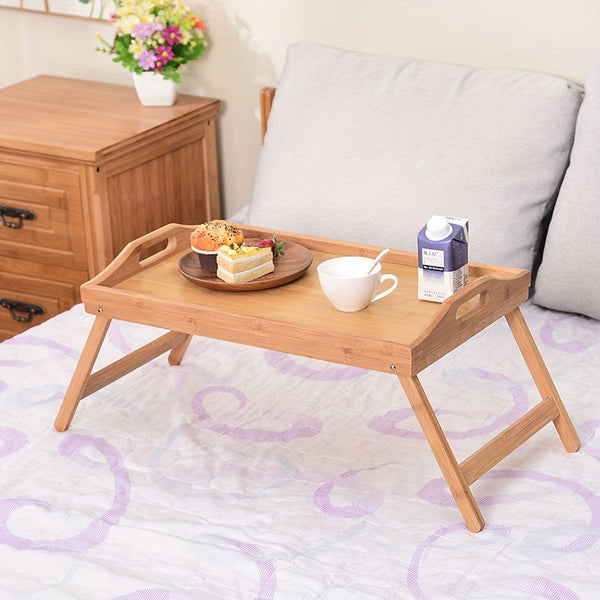 Planet Gates 38*26cm 1pc Wooden Bed Table Tray With Folding Legs, Breakfast Tray, Snack Tray, Work Table, Study Table, Laptop Table, Multifunctional Wooden Tray For Picnic Camping Dorm Home Sofa, Bed, Eating And Working, Table Decors