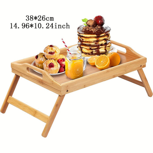 Planet Gates 38*26cm 1pc Wooden Bed Table Tray With Folding Legs, Breakfast Tray, Snack Tray, Work Table, Study Table, Laptop Table, Multifunctional Wooden Tray For Picnic Camping Dorm Home Sofa, Bed, Eating And Working, Table Decors
