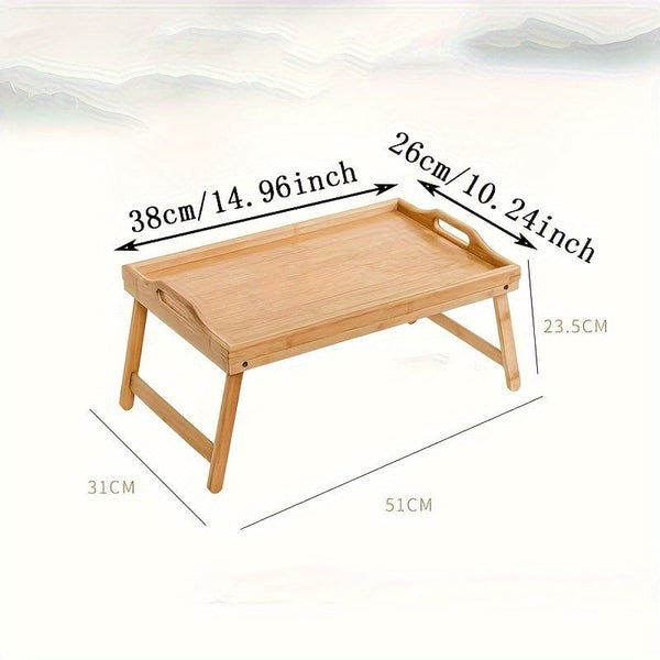 Planet Gates 38*26cm 1pc Wooden Bed Table Tray With Folding Legs, Breakfast Tray, Snack Tray, Work Table, Study Table, Laptop Table, Multifunctional Wooden Tray For Picnic Camping Dorm Home Sofa, Bed, Eating And Working, Table Decors