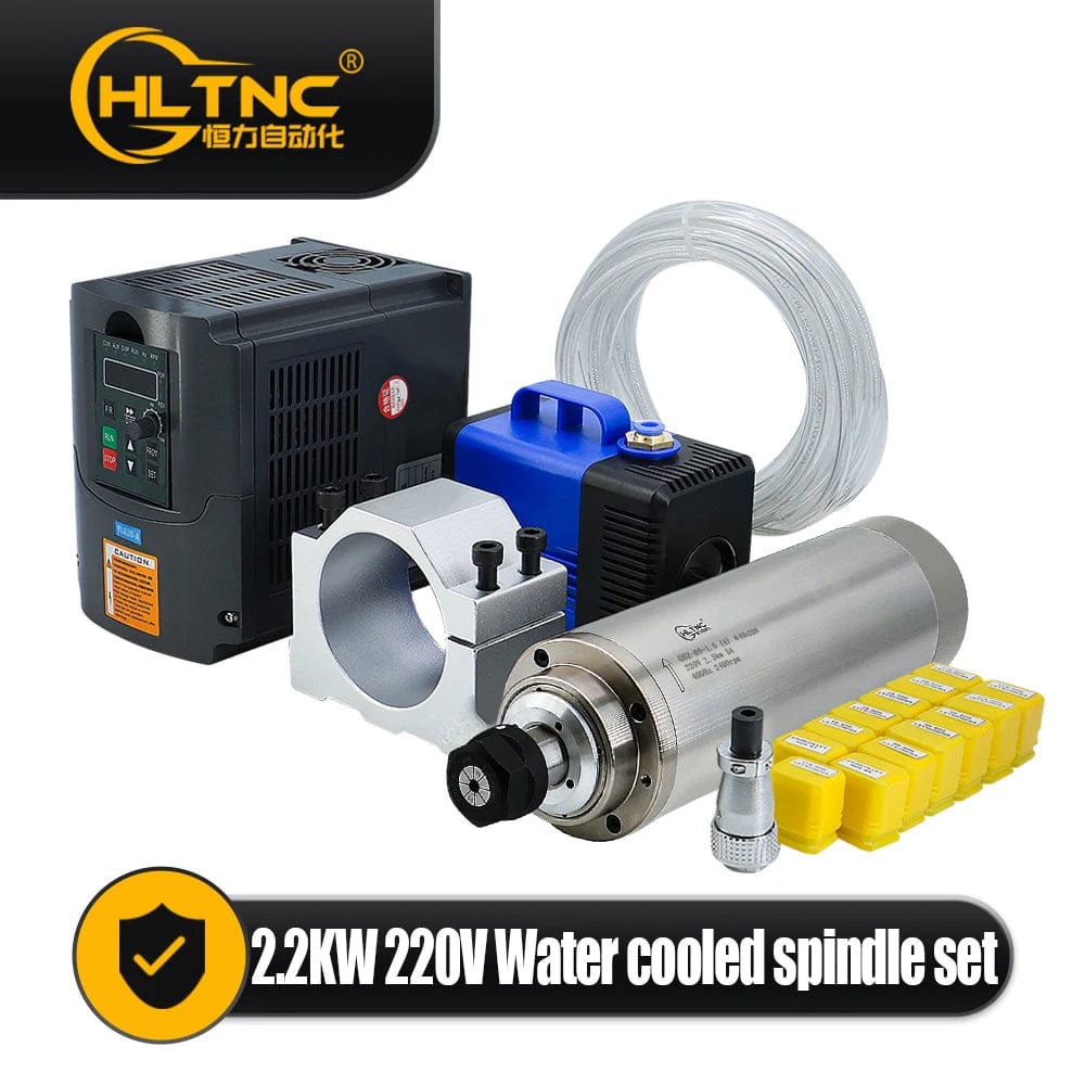 Planet Gates 380v / brazil Sales Water Cooling Spindle Motor Kit 2.2kw 2200w  Round Spindle 24000RPM + VFD Inverter With RS485 + 13pcs ER20 For CNC Milling